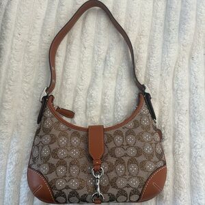 COACH Signature CRYSTAL Brown and Tan HAMPTON HOBO Shoulder Bag